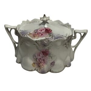 Vintage RS Prussia Floral China Biscuit Jar